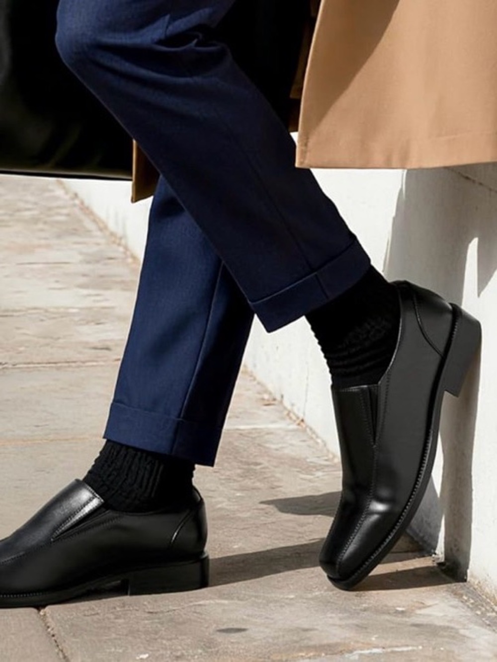 Black Leather Slip-On Loafers